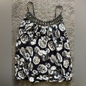 Streetwear Society Black and Gray Floral Blouse